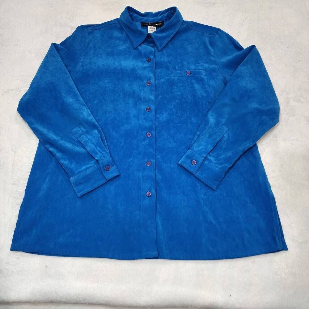 Sag Harbor Top Women 14P Purple Faux Suede Moleskin Layering Shacket Shirt Blous